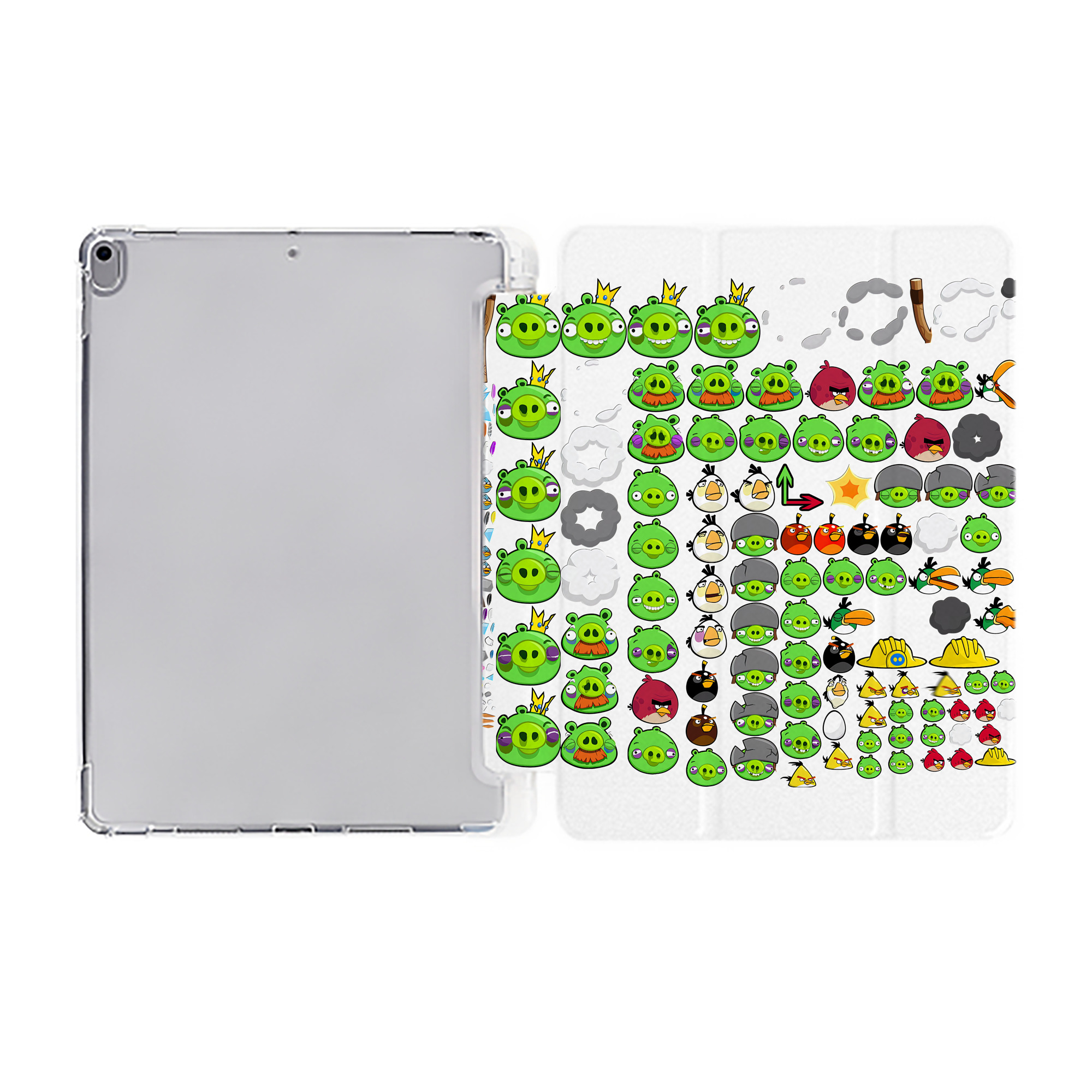 （画像用） Angry Birds アングリーバード IPad ケース ペン収納付き 三つ折りスタンド PUレザー×シリコン 対応機種9.5/10.5/10.9インチ